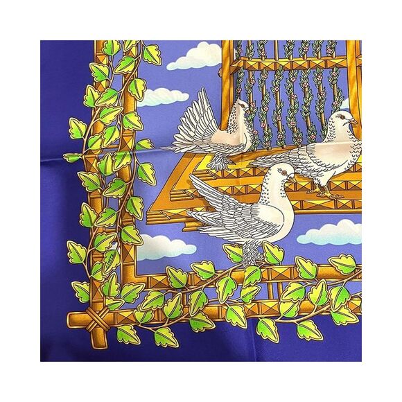 Pre Loved Hermes Silk Scarf with Birdcage Design in Canvas Material - Picture 7 of 8